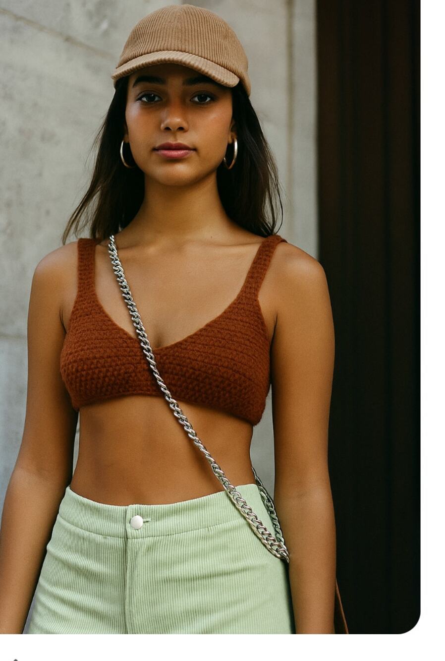 Hand Crochet Bra Top Bikini Top Boho Hippie Size XS A Cup Tank